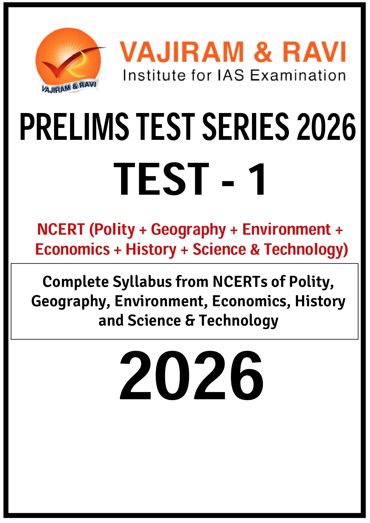 Vajiram And Ravi Prelims  6 TEST 