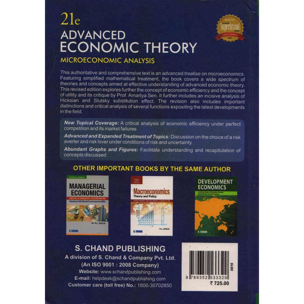 S. Chand Publication [Advanced Economic Theory (Microeconomic Analysis) English, Paperback] H L Ahuja Humanities